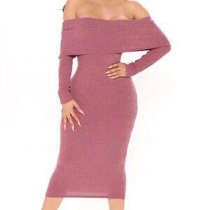 Show Up Sweater Midi Dress - Mauve